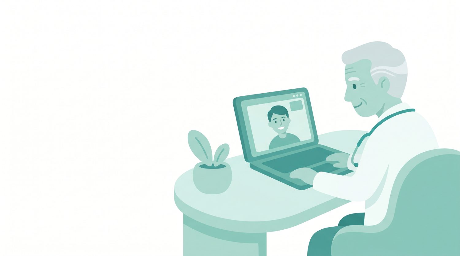 Dr. Herzberg in der Online-Sprechstunde mit einem Patienten